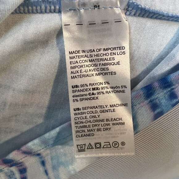 Chico's Tie Dye T Shirt Blouse Tie Front WaterColor Blue Purple NWT Large - Picture 7 of 12